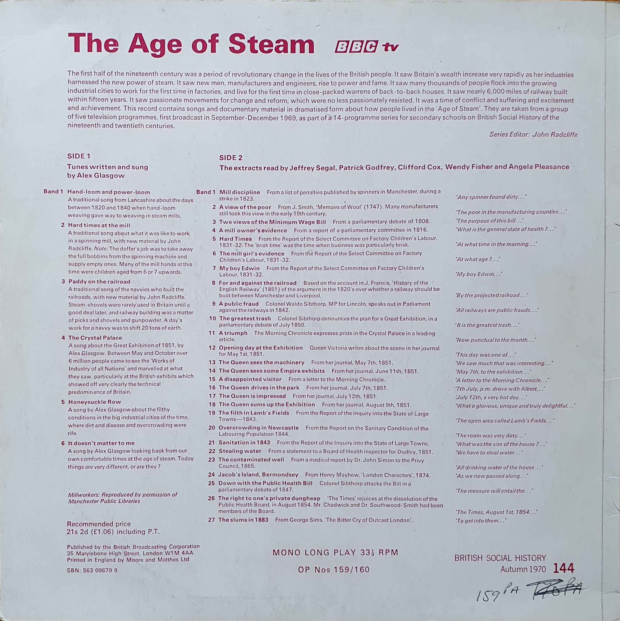 Picture of OP 159/160 The age of steam by artist Alex Glasgow / Various from the BBC records and Tapes library